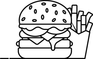 vrij hamburger lijn kunst illustratie vector