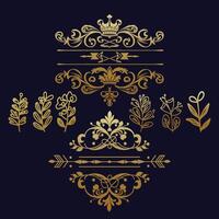 vector modern bruiloft kam logo ontwerp met lauweren en goud schitteren