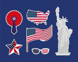 usa onafhankelijkheid zes emblemen vector