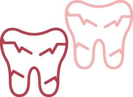 tand beschadigd solide twee kleur icoon vector