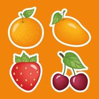 fruit stickers set vector