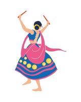 navratri lady danser karakter vector