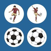 vier voetbal items vector