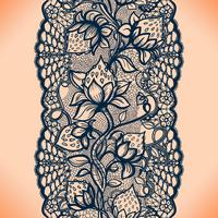 Abstract naadloos kantpatroon met bloemen, bladeren en aardbei. Eindeloos behang, kledingstukdecoratie voor uw ontwerp vector