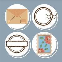 vier pictogrammen voor postdiensten vector