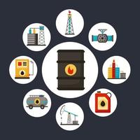 negen pictogrammen uit de olie-industrie vector