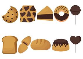 verzameling illustraties met het thema chocolade eten vector