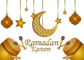 speciale illustraties voor de maand ramadan met gouden kleurenthema vector