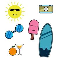 vector set doodle zomer illustratie, sticker ontwerp