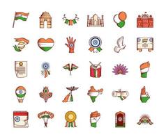 set van onafhankelijkheid van india vector