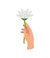 hand met bloem vector