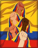 opgeheven hand colombia vlaggen vector