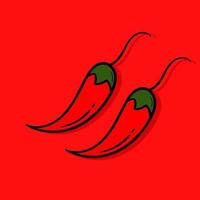 handgetekende illustratie van chili met een plantaardig thema vector
