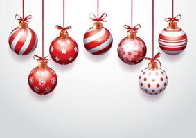 kerst ornamenten ballen op witte achtergrond. Kerstmis en ornament, winterseizoen, bol glanzend, vector