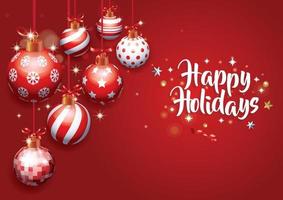 fijne vakantie realistisch kleurrijk kerstbal ornamenten witte achtergrond kerstmis en ornament winter vector