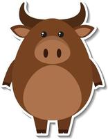 mollige buffel dieren cartoon sticker vector