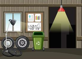 garage interieur met opslag en apparatuur vector