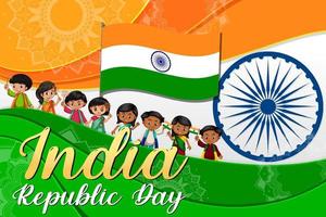 india republiek dag banner met kinderkarakters vector