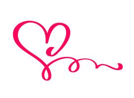 Gray Vector Valentines Day Hand getrokken kalligrafische hart. Vakantie ontwerp element valentine. Icoon liefdes decor voor web, bruiloft en print. Geïsoleerde kalligrafie belettering illustratie