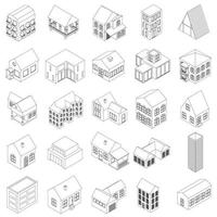 huis iconen set, isometrische 3D-stijl vector