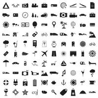 100 reis iconen set, eenvoudige stijl vector
