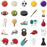 sport spel iconen set, cartoon stijl vector