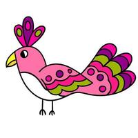 schattige roze lineaire cartoon vogel geïsoleerd op een witte achtergrond. vector