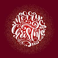 Merry Christmas Kalligrafie vector tekst. Belettering van ontwerp op rode achtergrond. Creatieve typografie voor de Giftaffiche van de vakantiegroet. Tekenstijl Banner