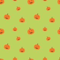 halloween pompoen naadloos patroon groen ontwerp vector