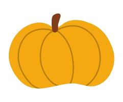 vector schattige pompoen. herfst groente. platte stijl oranje pompoen. grappige veggie oogst illustratie geïsoleerd op een witte achtergrond. traditioneel Thanksgiving-eten of Halloween-symbool