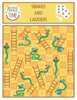 kerstslangen en ladders bordspel voor kinderen met schattige dieren. educatief bordspel met slangen in hoeden en sjaals. grappige afdrukbare activiteit voor de wintervakantie. vector