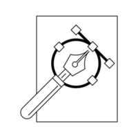 kompas pictogram cartoon in zwart-wit vector