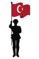 turkije vlag met soldaat vector