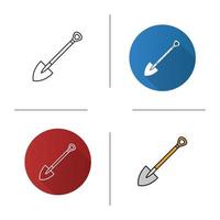 schop icoon. plat ontwerp, lineaire en kleurstijlen. spade. geïsoleerde vectorillustraties vector