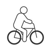 man rijden fiets lineaire pictogram. fietser. dunne lijntekening. eco-vervoer. contour symbool. geïsoleerde vectorillustratie vector