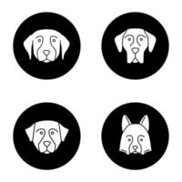 honden rassen glyph iconen set vector