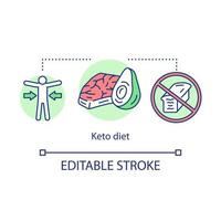 keto dieet concept icoon. ketogeen dieet idee dunne lijn illustraties. gezonde voeding, levensstijl. afvallen voeding. maaltijd. vector geïsoleerde overzichtstekeningen. bewerkbare streek