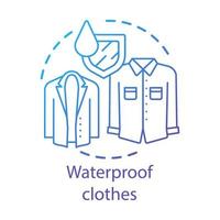 waterdichte kleding textiel concept icoon. vochtbestendige regenjas idee dunne lijn illustratie. hydrofobe stof waterdichte eigenschappen. vector geïsoleerde overzichtstekening. bewerkbare streek