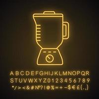 elektrische blender met glazen kan neonlichtpictogram vector