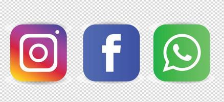 sociale media facebook instagram logo's, sociale media pictogrammen zwart-wit set vector