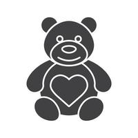 teddybeer met hart vorm icoon. silhouet symbool. negatieve ruimte. vector geïsoleerde illustratie