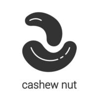 cashewnoot glyph icoon. silhouet symbool. smaakstof, kruiden. negatieve ruimte. vector geïsoleerde illustratie