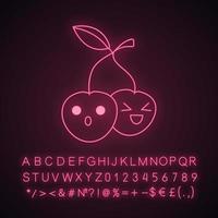 kersen schattig kawaii neonlicht karakter vector