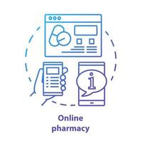 online apotheek concept icoon. virtuele apotheker service idee dunne lijn illustratie. internetdrogisterijwebsite, medisch adviesforum. vector geïsoleerde overzichtstekening. bewerkbare streek