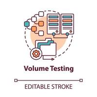 volume testen concept icoon. software ontwikkeling fase idee dunne lijn illustratie. systeemprestaties analyseren. gegevens toenemen. overstroming testen. vector geïsoleerde overzichtstekening. bewerkbare streek