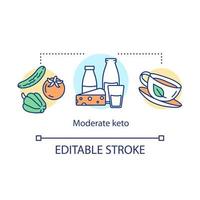 gematigd keto concept icoon. ketogeen dieet idee dunne lijn illustratie. hoge vetten, netto koolhydraten. gezonde levensstijl. zuivelproducten. maaltijd. vector geïsoleerde overzichtstekening. bewerkbare streek