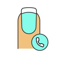 bellen naar nagelsalon kleur icoon. afspraak maken met manicure. vrouw nagel met handset. geïsoleerde vectorillustratie vector