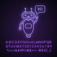 chatbot zegt hallo neonlichtpictogram vector