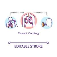 thoracale oncologie concept icoon. kanker behandeling idee dunne lijn illustratie. tumor medisch onderzoek. ziekte therapie. biopsieën. vector geïsoleerde omtrek rgb kleur tekening. bewerkbare streek