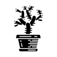 teddybeer cholla cactus in pot glyph icon vector
